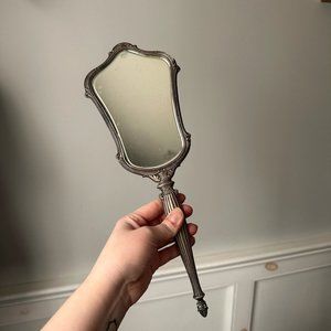 Vintage Webster Antique US Sterling Silver Engraved Hand Held Beveled Mirror